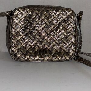 ELLIOTT LUCA METALLIC WOVEN GOLD BRONZE LEATHER WEAVE CROSSBODY
BRASS HARDWARE